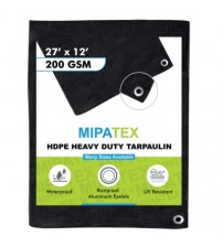 Mipatex Tarpaulin / Tirpal 27 Feet x 12 Feet 200 GSM (Black)
